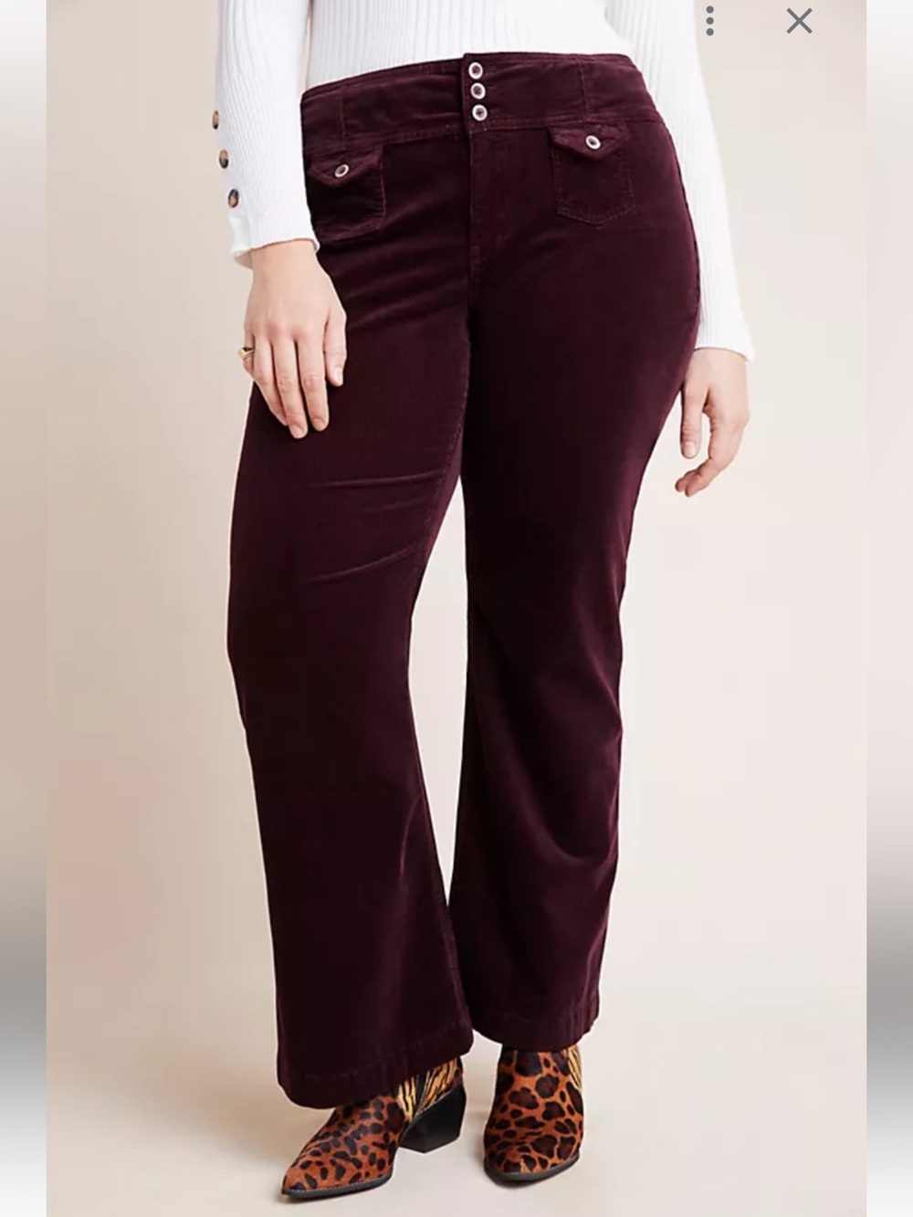 Anthropologie | Pilcro High Rise Bootcut Corduroy Trouser in Wine Color Size 33